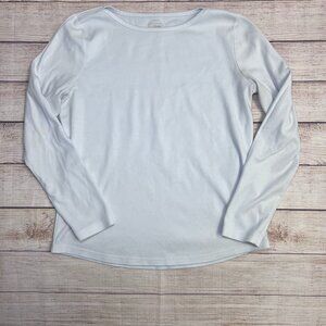 L.L. Bean Women's Long Sleeve Tee Size S Petite White 100% Supima Cotton Soft